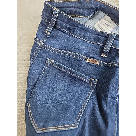 KanCan Jeans Womens 7 27 28x26 Crop Button Fly Stretch Crop Dark Blue Cuffed EUC - Picture 12 of 14